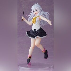 Anime Girl PVC Figure - White Top, Black Skirt, Lavender Hair